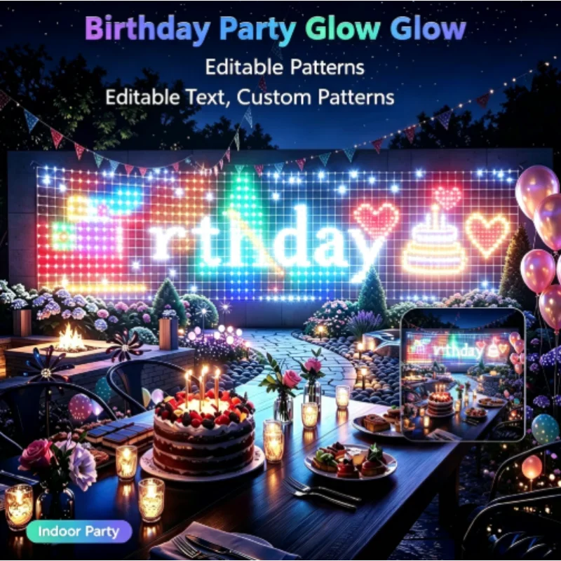 Lighting Christmas Decor - Светодиодные сетчатые гирлянды RGBIC для улицы,